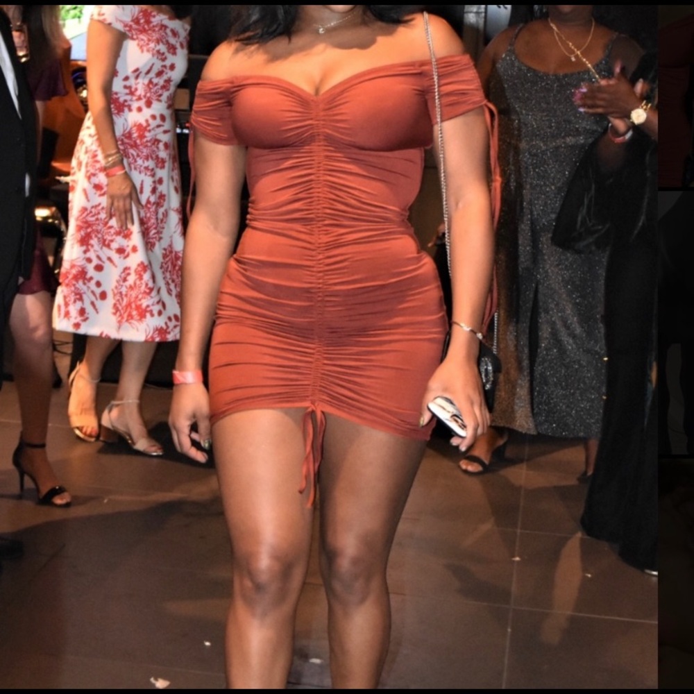Oh Polly burnt orange rust mini dress